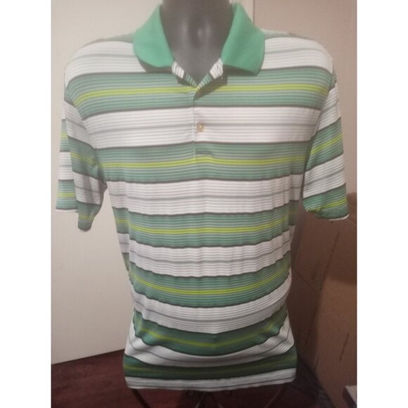 Nike Other - Nike Golf Tour Performance Green Gray Striped Dri Fit Casual Polo Shirt Large L